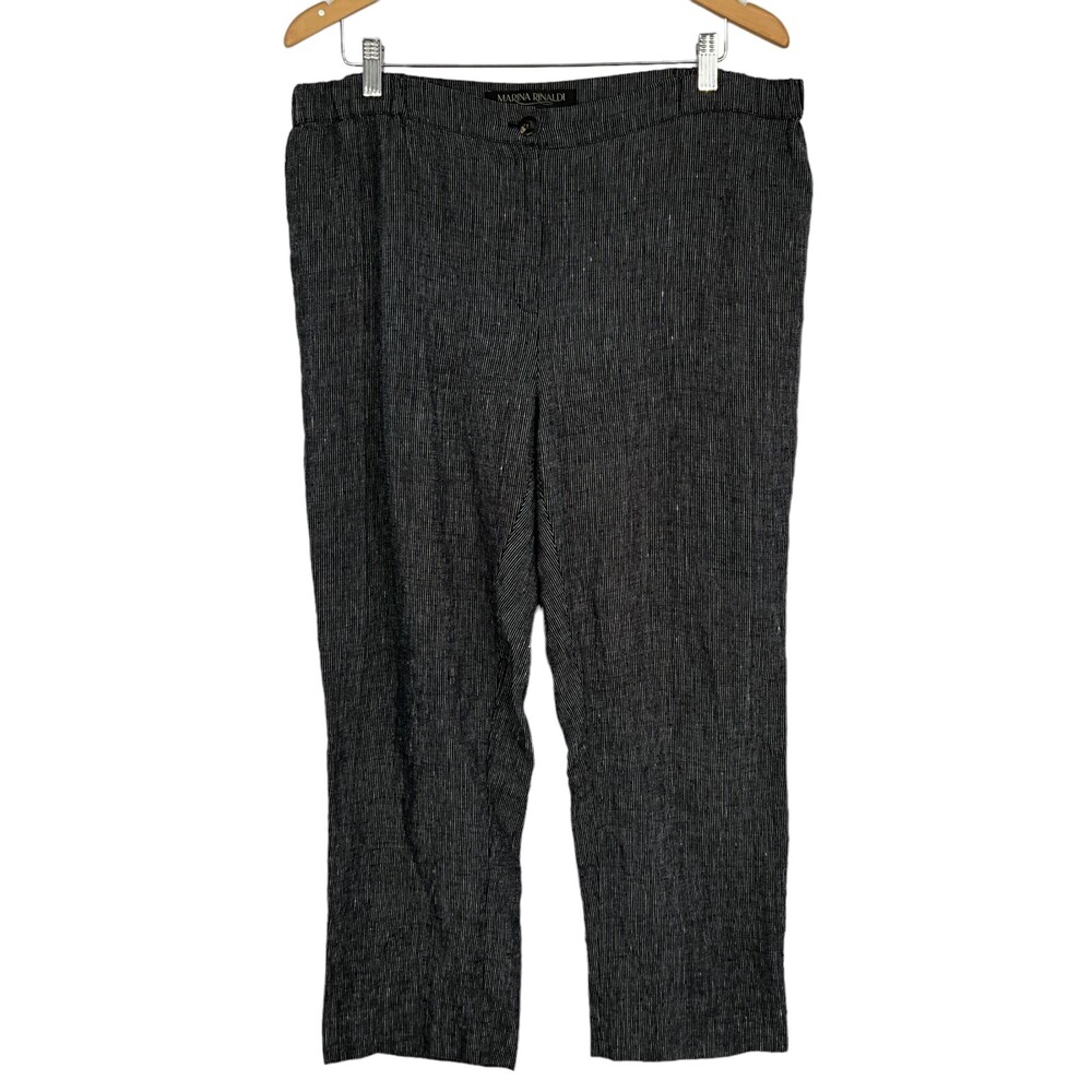 Marina Rinaldi Ankle Pants Gray Striped Straight Leg High Rise Size W25 L